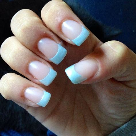 cute light blue acrylic nails.